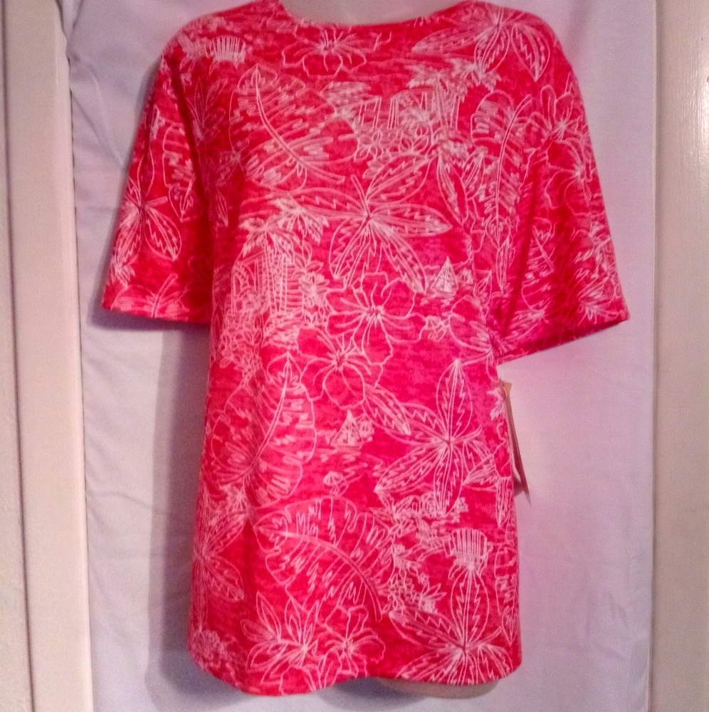 Cathy Daniel's Nautical Tropical Floral Top